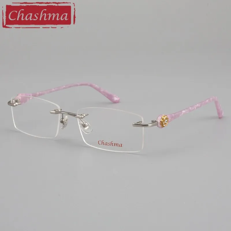 Chashma Ottica Women's Rimless Oval Rectangle Titanium Eyeglasses 58031