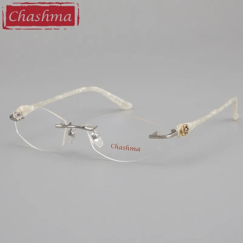 Chashma Ottica Women's Rimless Oval Rectangle Titanium Eyeglasses 58031