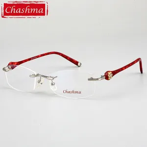 Chashma Ottica Women's Rimless Oval Rectangle Titanium Eyeglasses 58031
