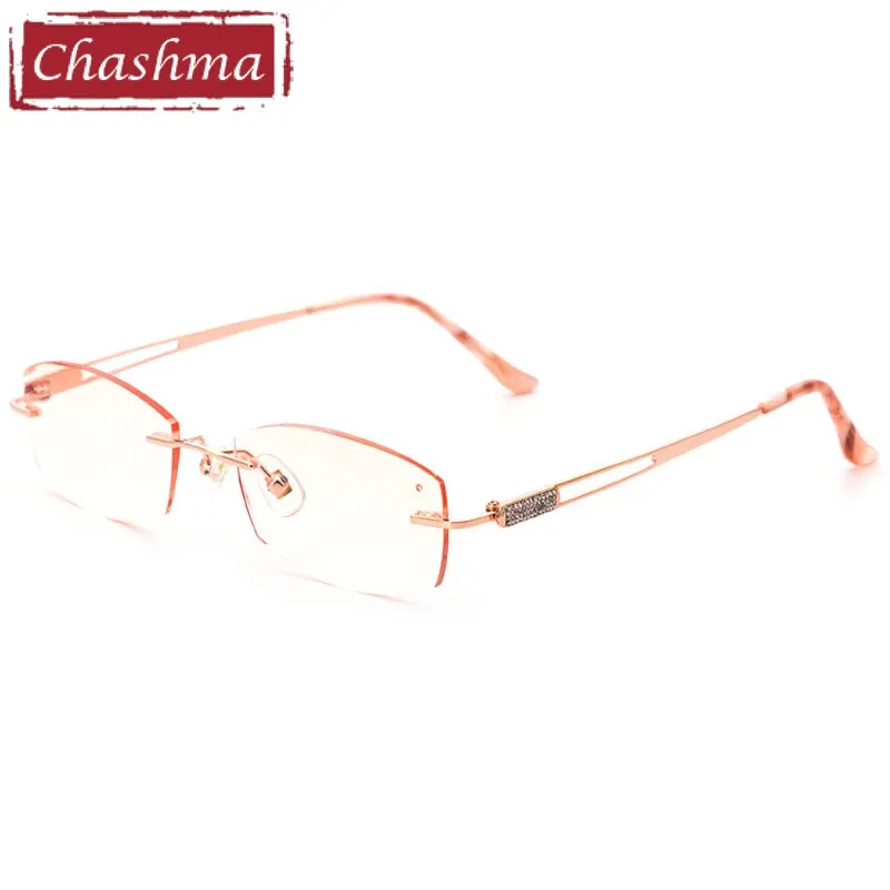 Chashma Ottica Women's Rimless Oval Rectangle Titanium Eyeglasses Tinted Lenses 6048