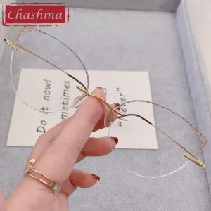 Chashma Ottica Women's Rimless Square Cat Eye Titanium Eyeglasses 16016c