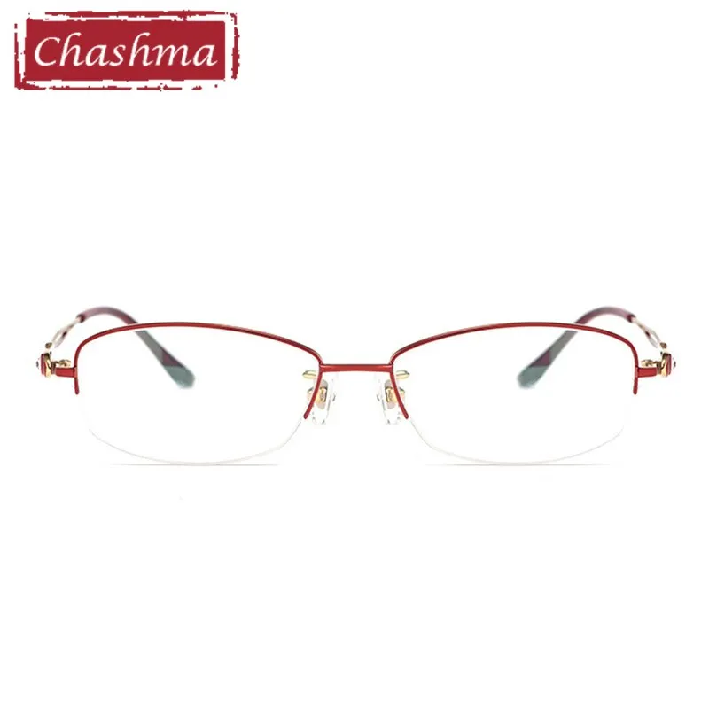 Chashma Ottica Women's Semi Rim Oval Rectangle Titanium Eyeglasses 86015