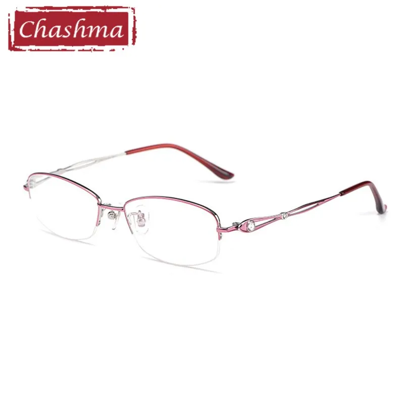 Chashma Ottica Women's Semi Rim Oval Rectangle Titanium Eyeglasses 86015