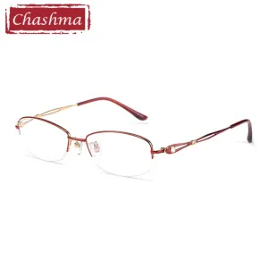 Chashma Ottica Women's Semi Rim Oval Rectangle Titanium Eyeglasses 86015