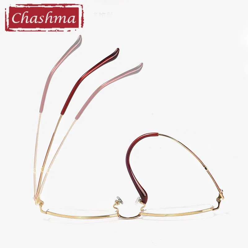 Chashma Ottica Women's Semi Rim Oval Rectangle Titanium Eyeglasses 86015