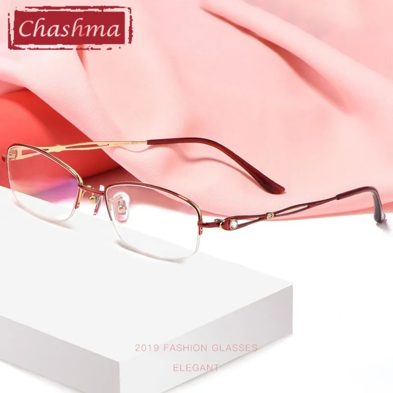 Chashma Ottica Women's Semi Rim Oval Rectangle Titanium Eyeglasses 86015