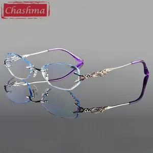 Chashma Women's Eyeglasses Tint Lenses Diamond Cutting Rimless 8036B