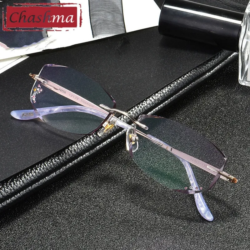 Chashma Women's Rimless Rectangle Titanium Eyeglasses 10139