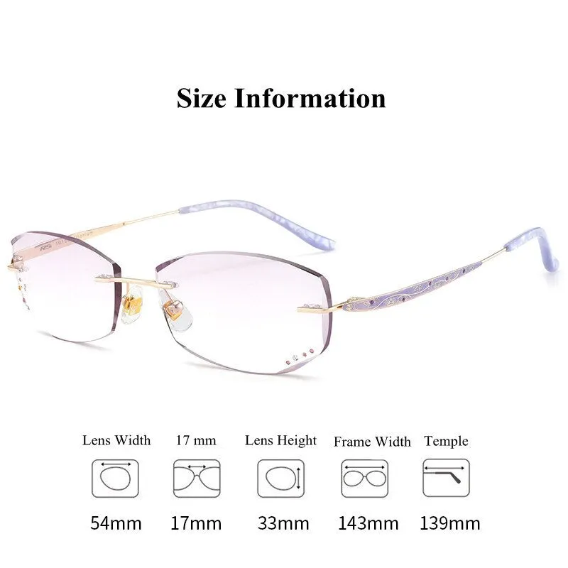 Chashma Women's Rimless Rectangle Titanium Eyeglasses 10139