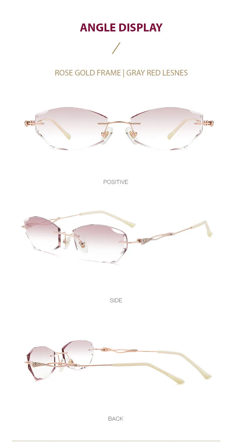 Chashma Women's  Rimless Rectangle Titanium Frame Diamond Trimmed Eyeglasses 5847