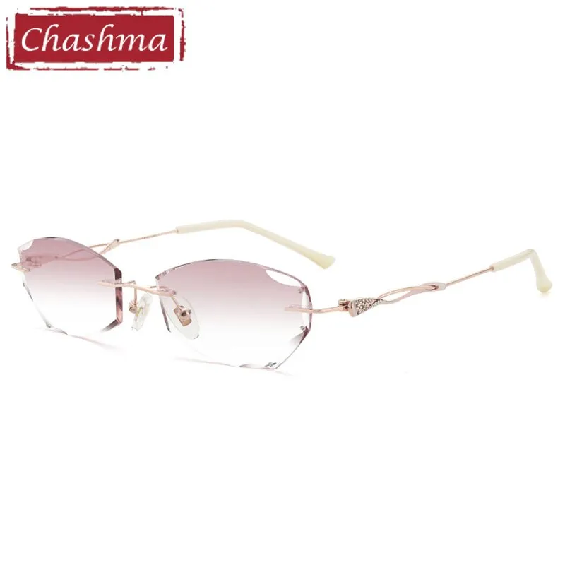 Chashma Women's  Rimless Rectangle Titanium Frame Diamond Trimmed Eyeglasses 5847