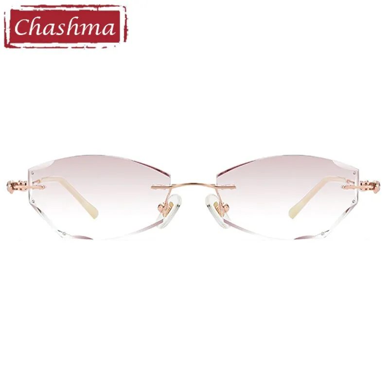 Chashma Women's  Rimless Rectangle Titanium Frame Diamond Trimmed Eyeglasses 5847