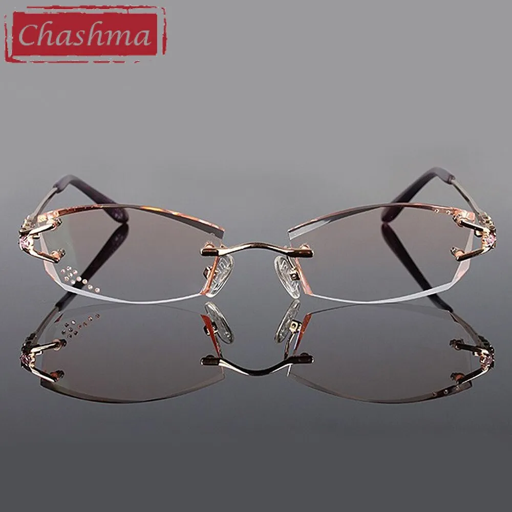 Chashma Women's Rimless Square Titanium Eyeglasses 1006