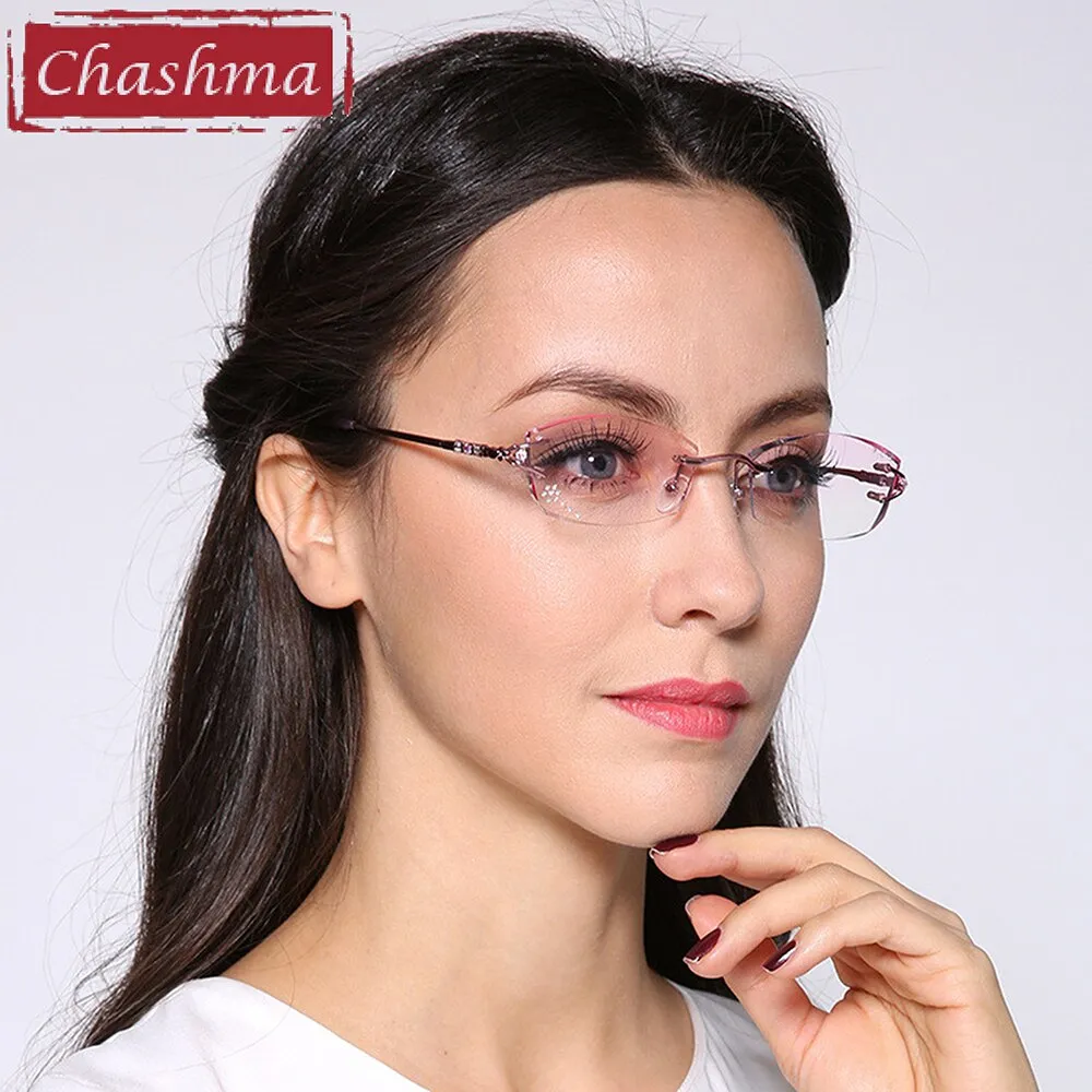 Chashma Women's Rimless Square Titanium Eyeglasses 1006