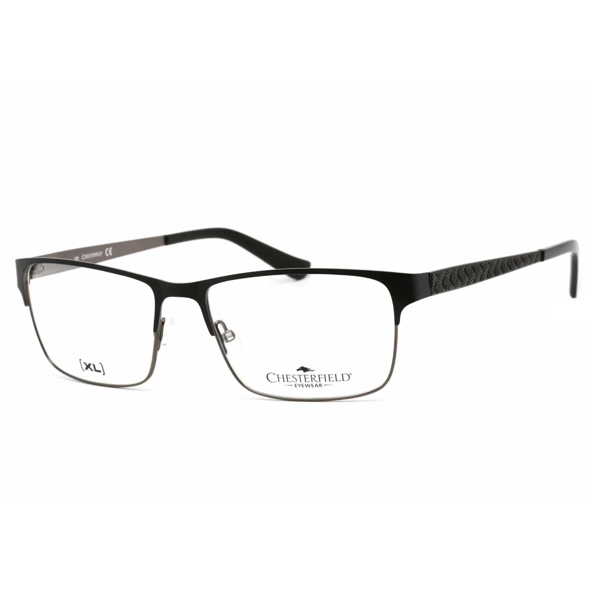 Chesterfield Men's Eyeglasses - Black/Gunmetal Metal Rectangular Frame | 34 XL 0RD2 00