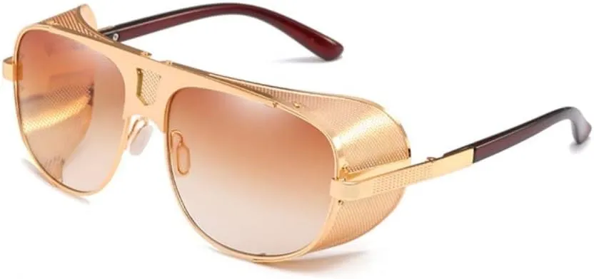 Chezi Flat Top Mesh Side Shield Aviator Sunglasses