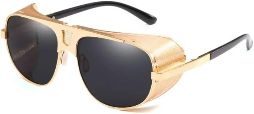 Chezi Flat Top Mesh Side Shield Aviator Sunglasses