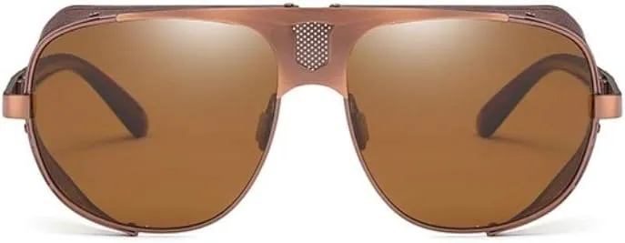 Chezi Flat Top Mesh Side Shield Aviator Sunglasses