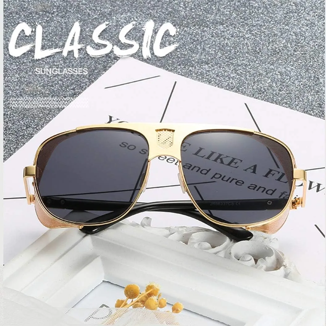Chezi Flat Top Mesh Side Shield Aviator Sunglasses
