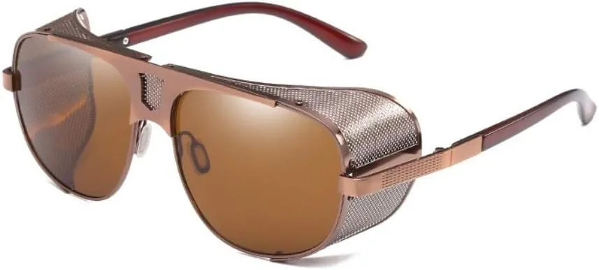 Chezi Flat Top Mesh Side Shield Aviator Sunglasses