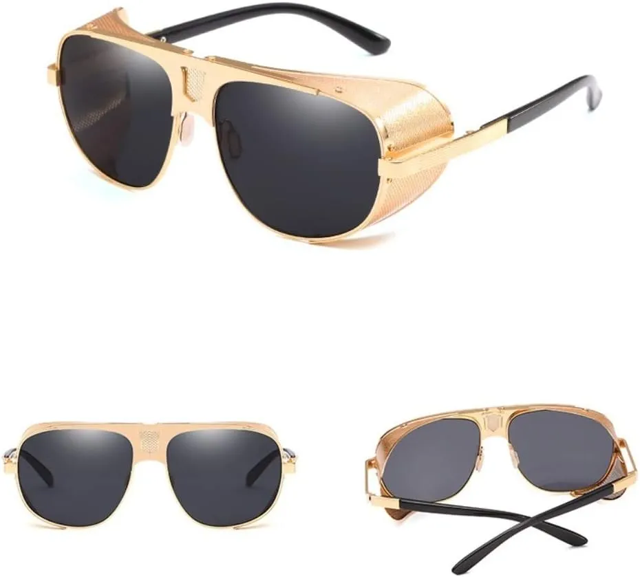 Chezi Flat Top Mesh Side Shield Aviator Sunglasses