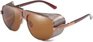 Chezi Flat Top Mesh Side Shield Aviator Sunglasses