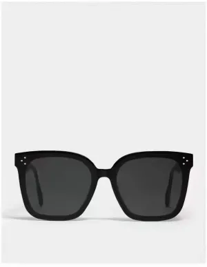 Chic Black Square Sunglasses with Elegant Rose Gold Details and Full UV Protection