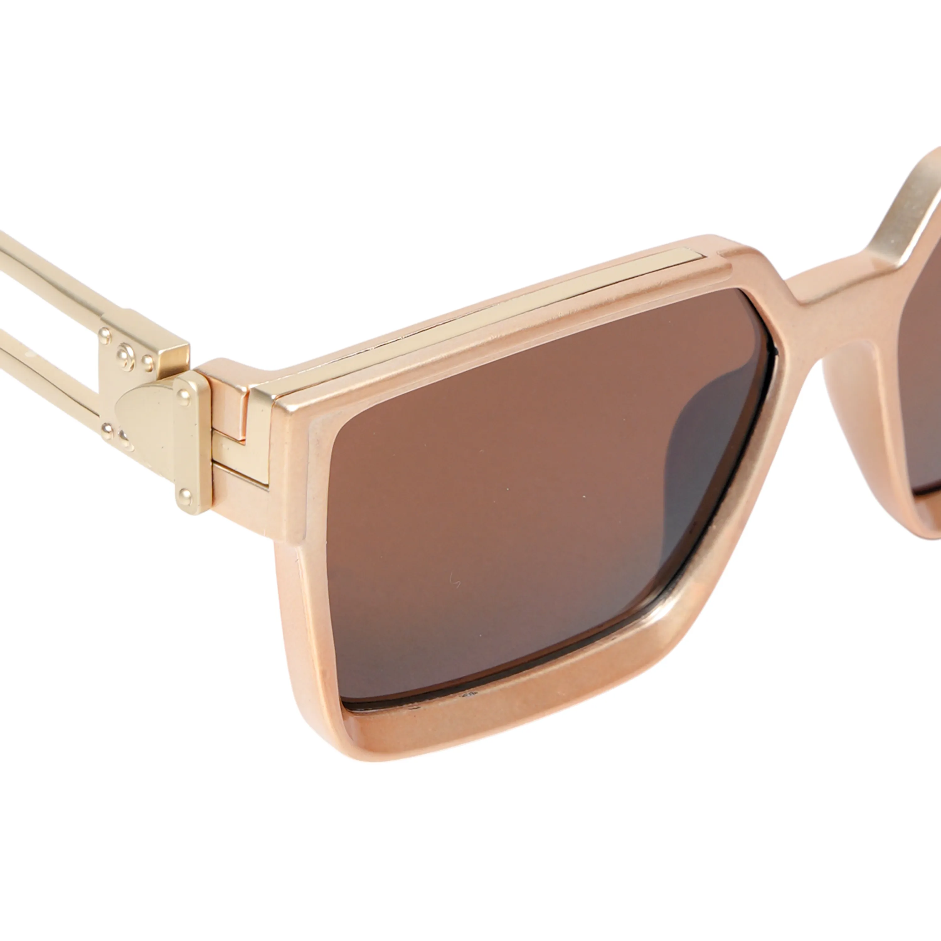 Chokore Fashion Rectangular Full-Rim UV Sunglasses (Golden & Brown)