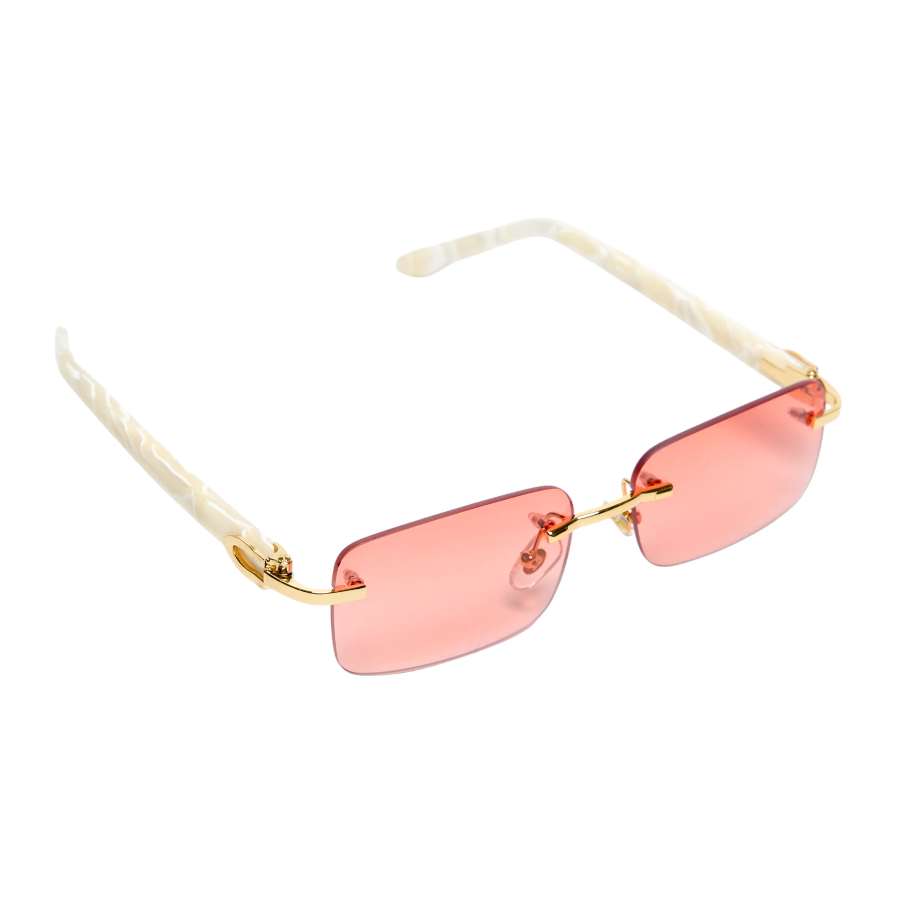 Chokore Rimless Rectangular Sunglasses with Acetate Frame (Red)