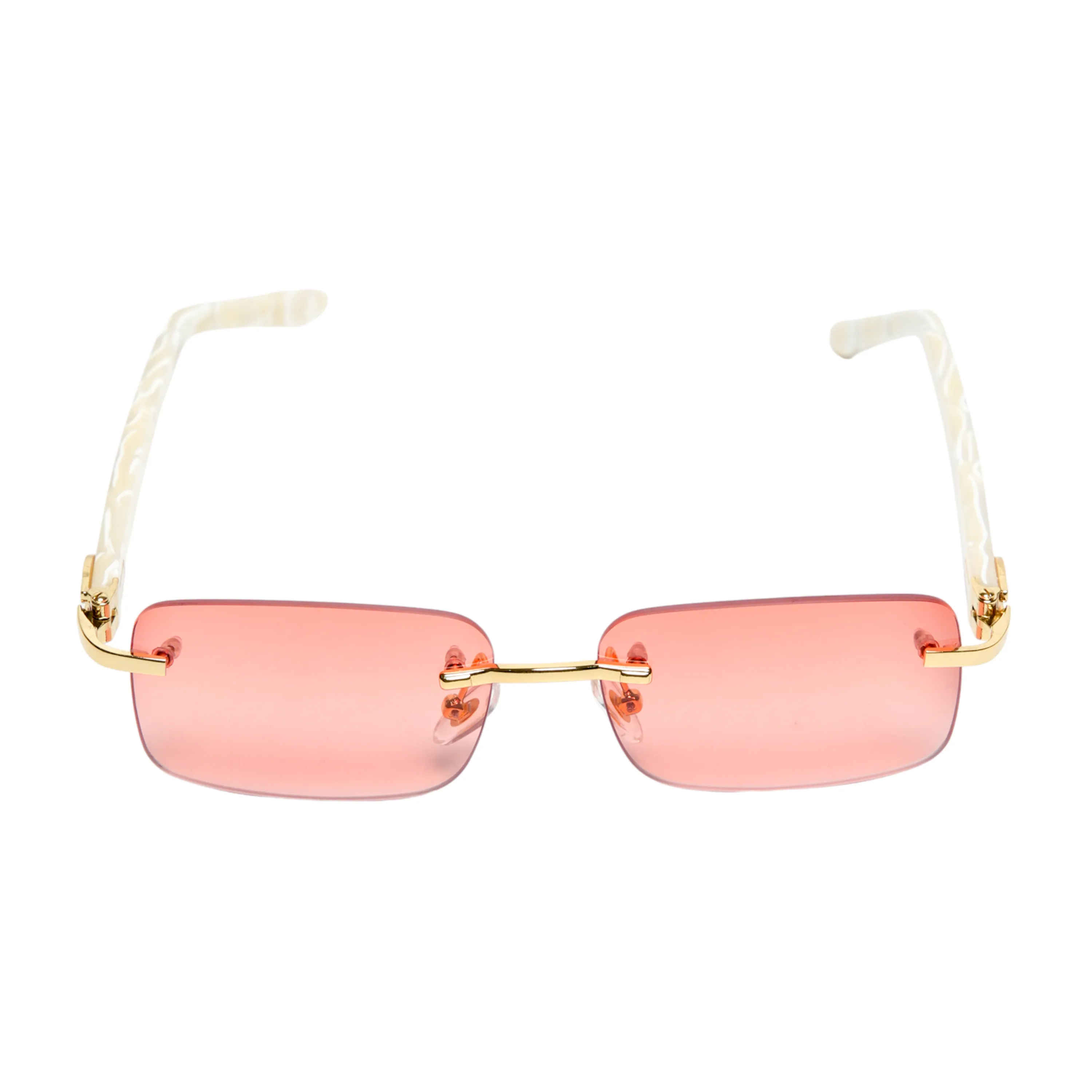 Chokore Rimless Rectangular Sunglasses with Acetate Frame (Red)