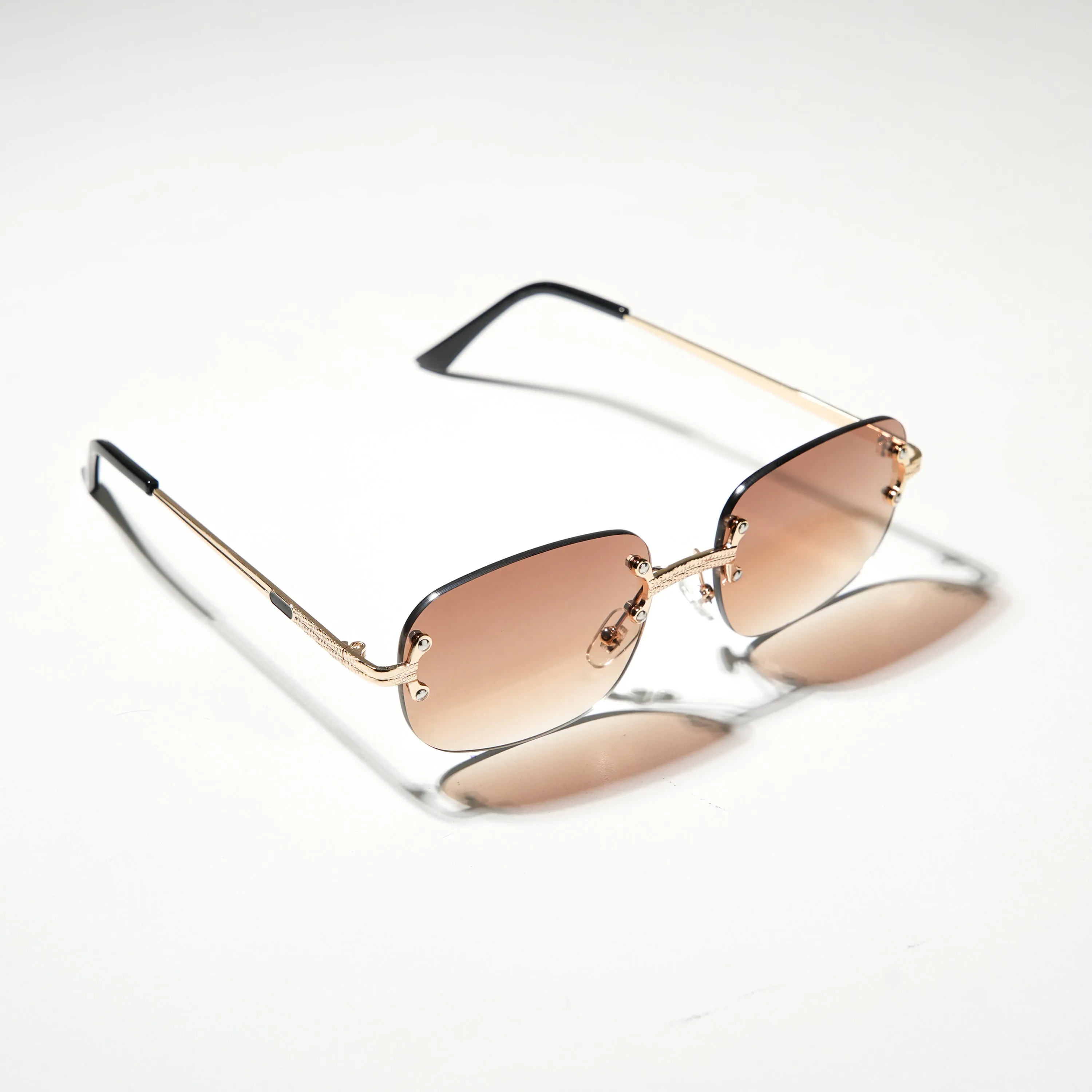 Chokore Vintage Style Rimless Sunglasses (Brown)