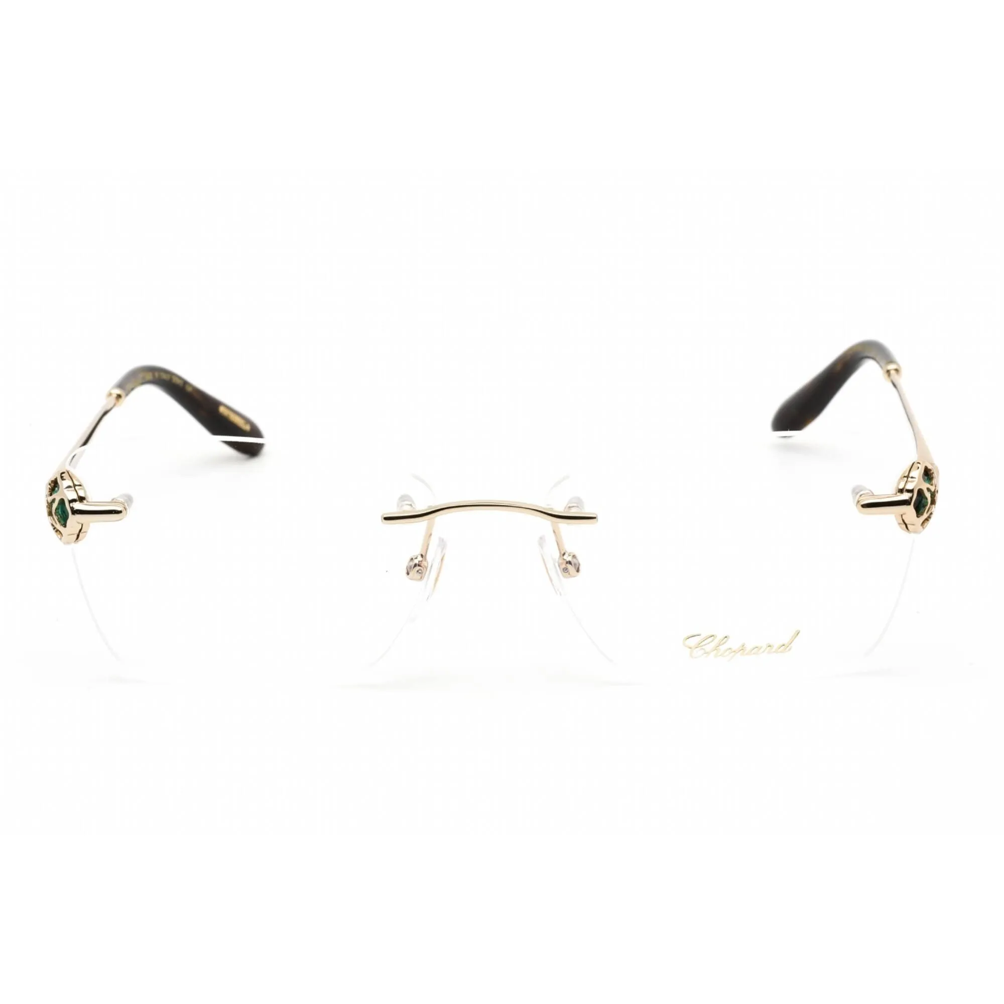 Chopard Women's Eyeglasses - Shiny Total Rose Gold/Black Metal Frame | VCHF86S 0300