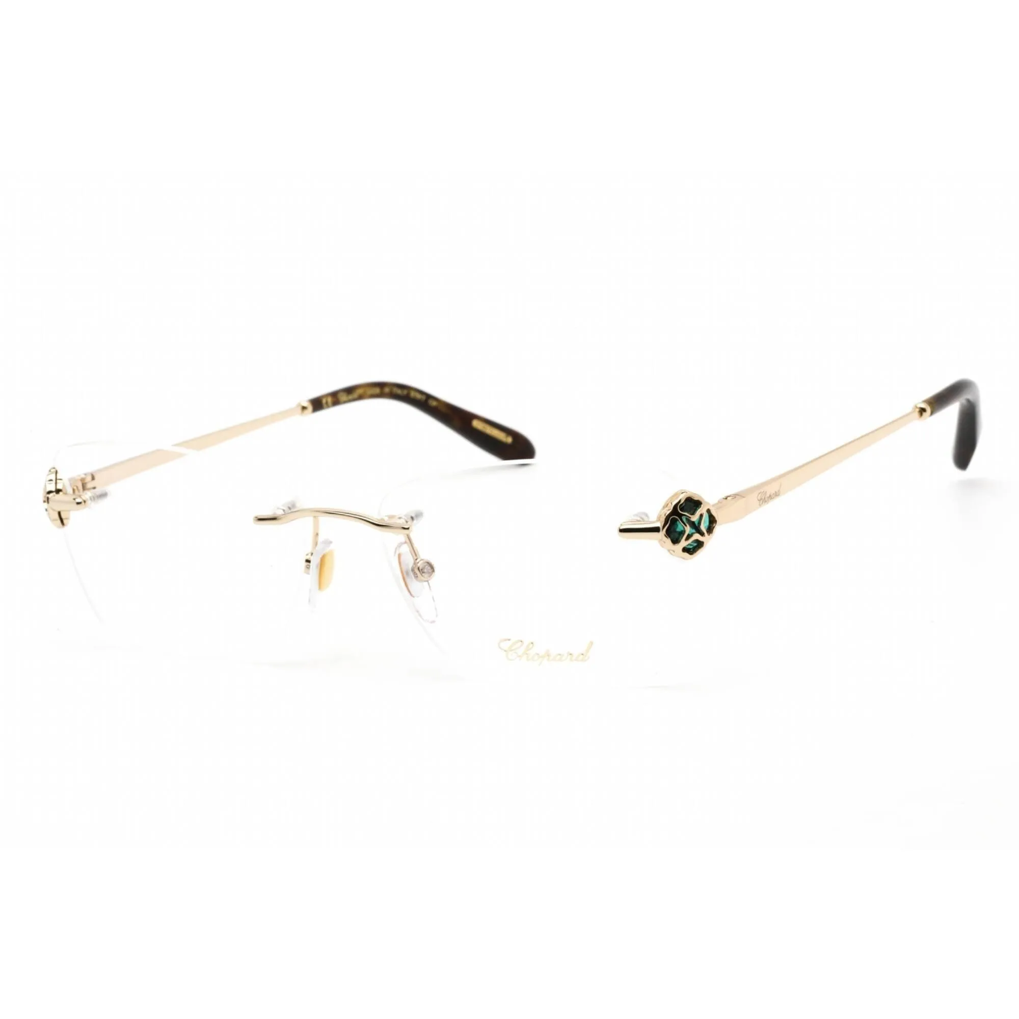 Chopard Women's Eyeglasses - Shiny Total Rose Gold/Black Metal Frame | VCHF86S 0300