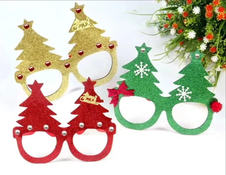 Christmas Glasses Frames Glitter Costume Eyeglasses Party Favours