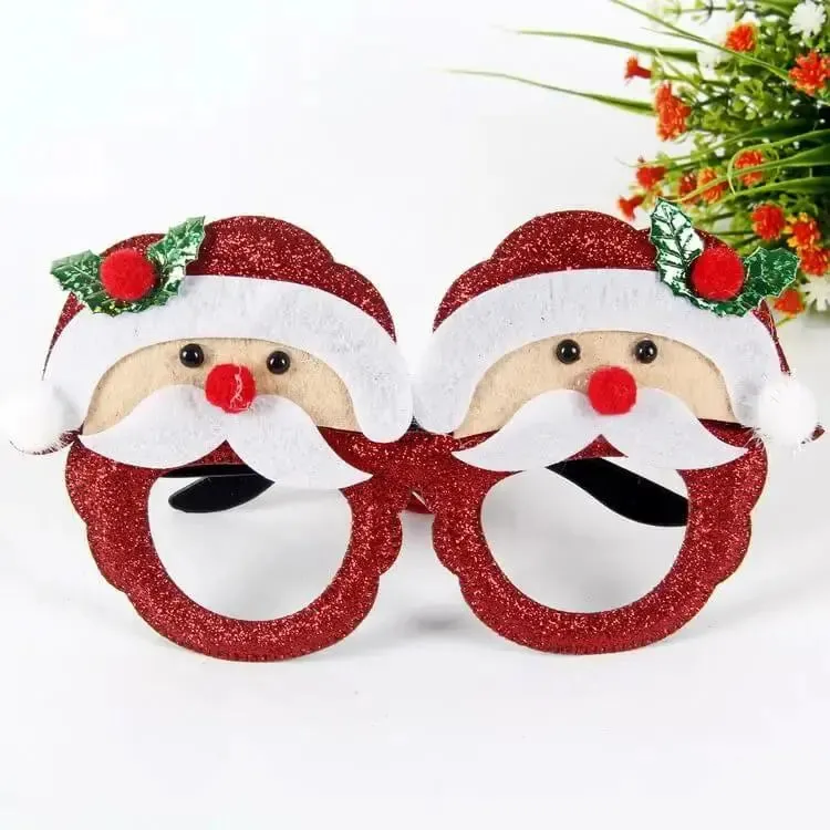 Christmas Glasses Frames Glitter Costume Eyeglasses Party Favours