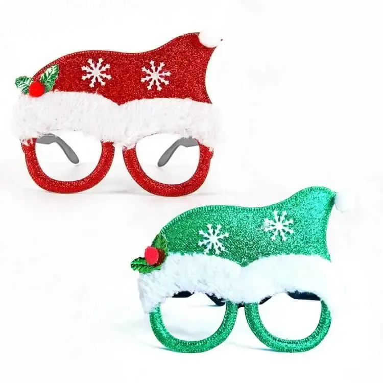 Christmas Glasses Frames Glitter Costume Eyeglasses Party Favours