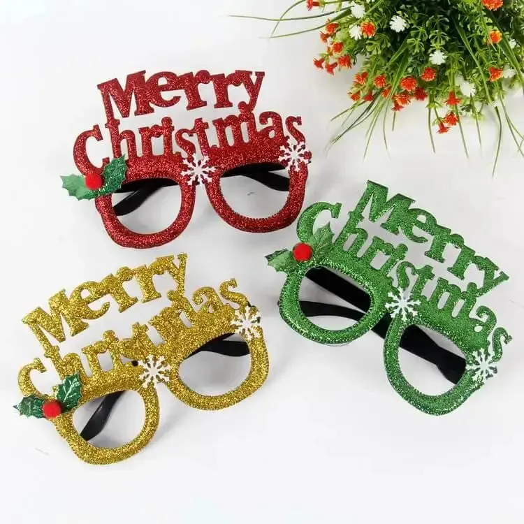 Christmas Glasses Frames Glitter Costume Eyeglasses Party Favours