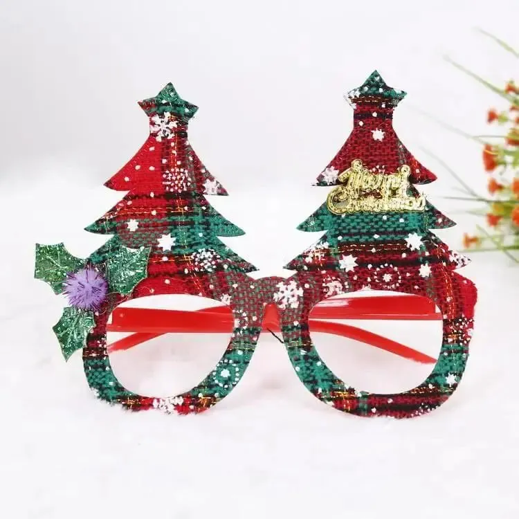 Christmas Glasses Frames Glitter Costume Eyeglasses Party Favours