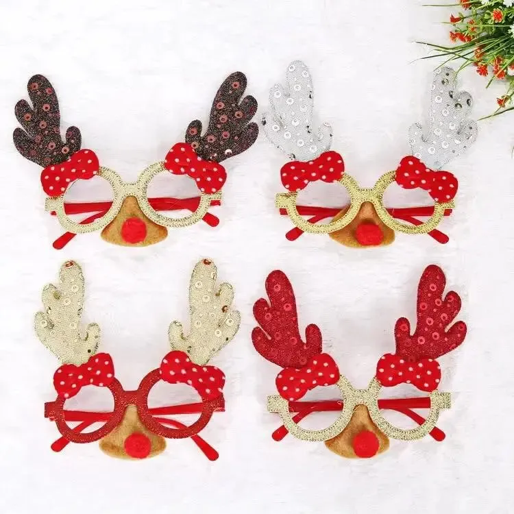 Christmas Glasses Frames Glitter Costume Eyeglasses Party Favours