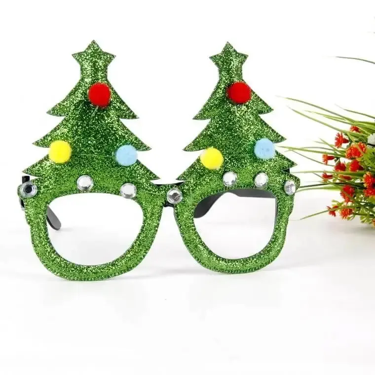 Christmas Glasses Frames Glitter Costume Eyeglasses Party Favours