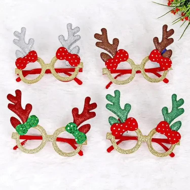 Christmas Glasses Frames Glitter Costume Eyeglasses Party Favours