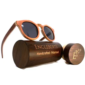 Cinnamon Swirl Skateboard Sunglasses, Polarized with Wooden Case