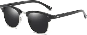 Classic Half Frame Polarized Sunglasses Men Women Retro Black Anti Glare Shades