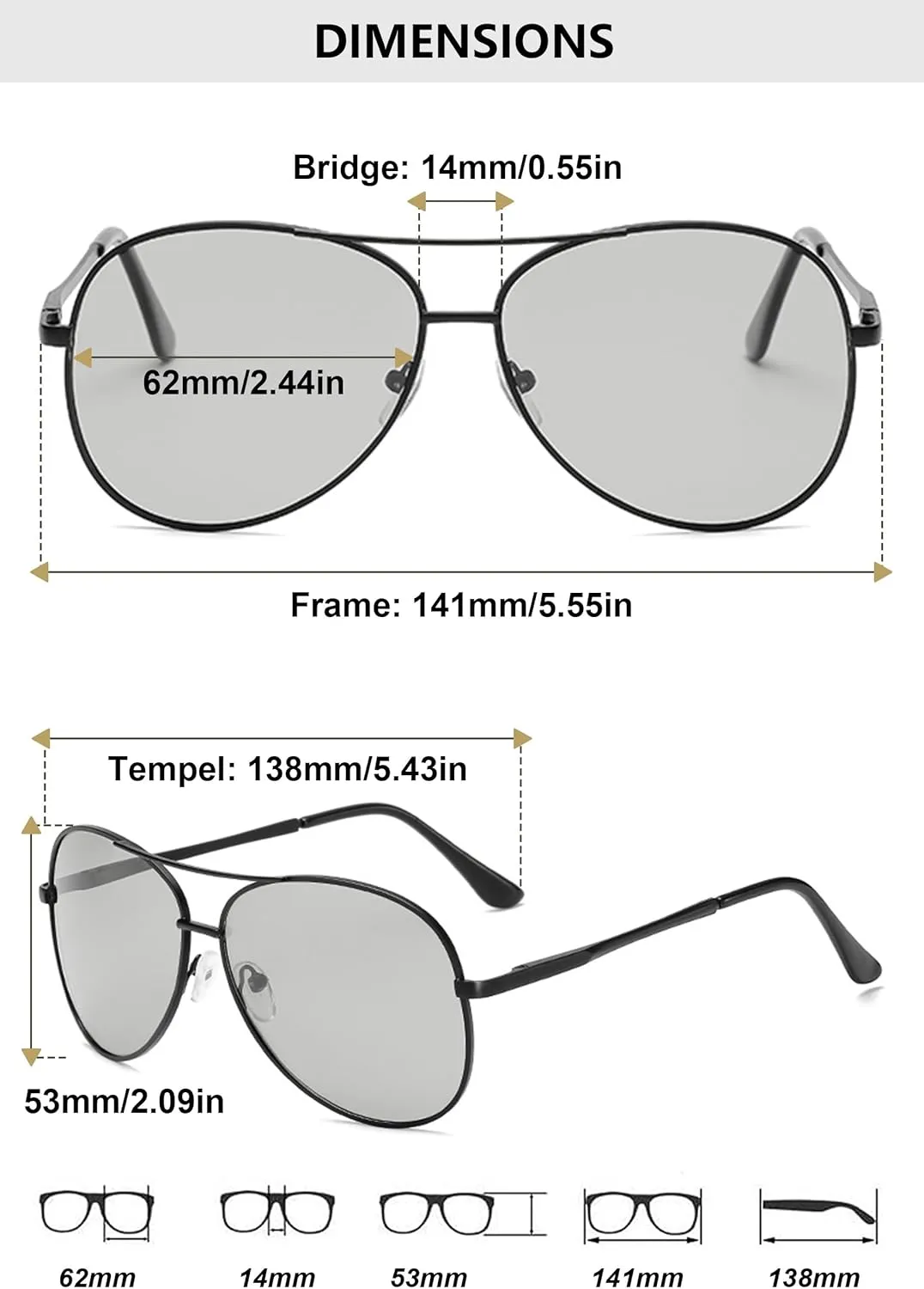 Classic Pilot Sunglasses for Women Men Polarized Aviator Military Style Spring Hinge Metal Sun Glasses
