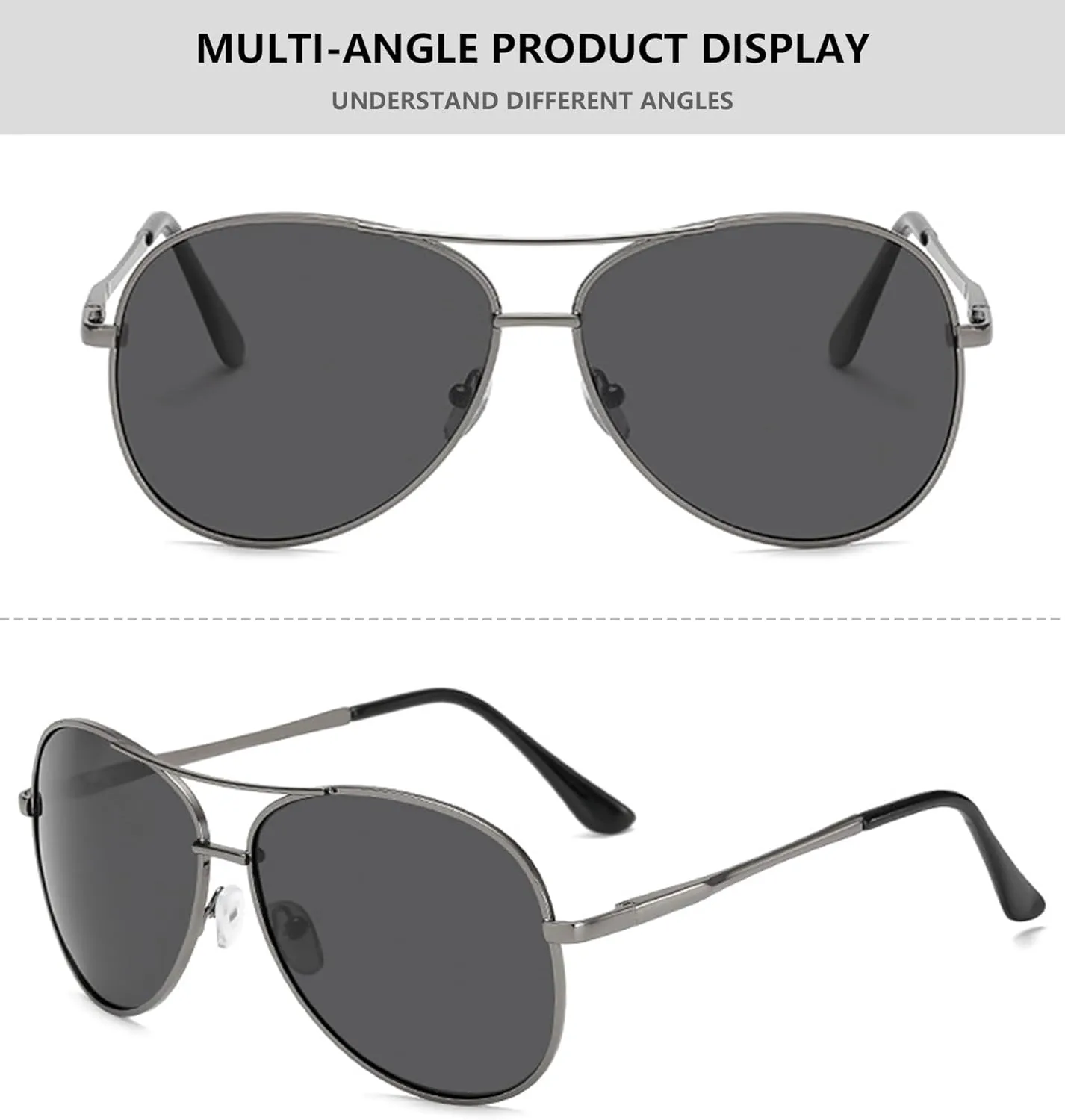 Classic Pilot Sunglasses for Women Men Polarized Aviator Military Style Spring Hinge Metal Sun Glasses