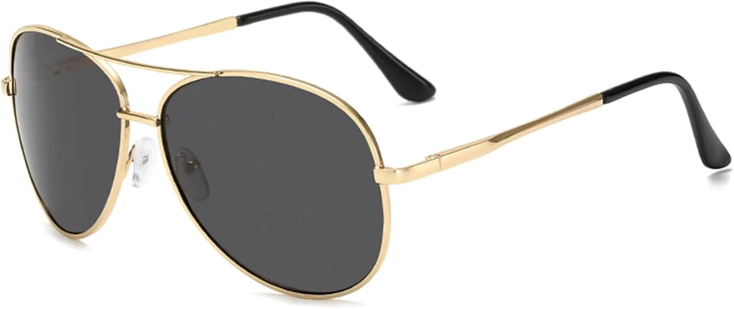 Classic Pilot Sunglasses for Women Men Polarized Aviator Military Style Spring Hinge Metal Sun Glasses