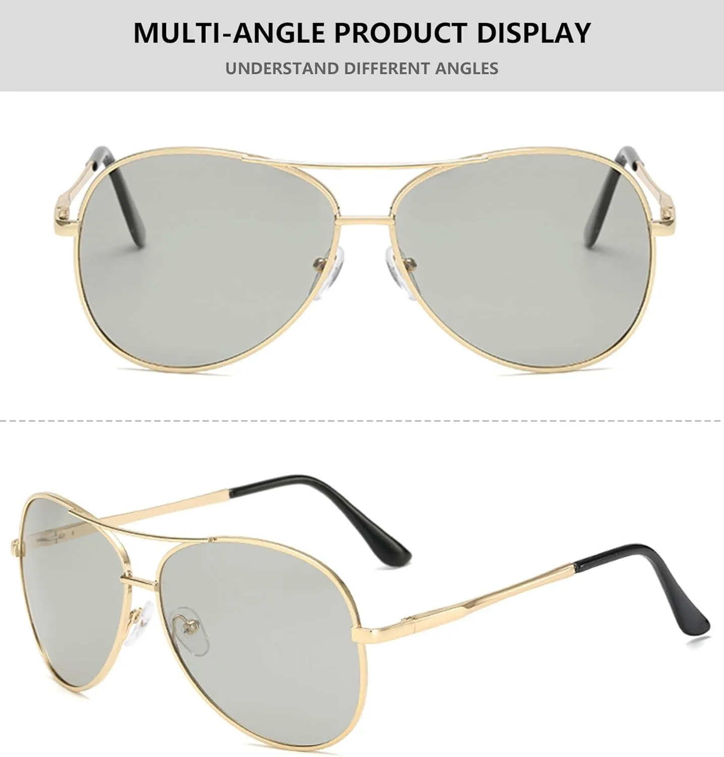 Classic Pilot Sunglasses for Women Men Polarized Aviator Military Style Spring Hinge Metal Sun Glasses