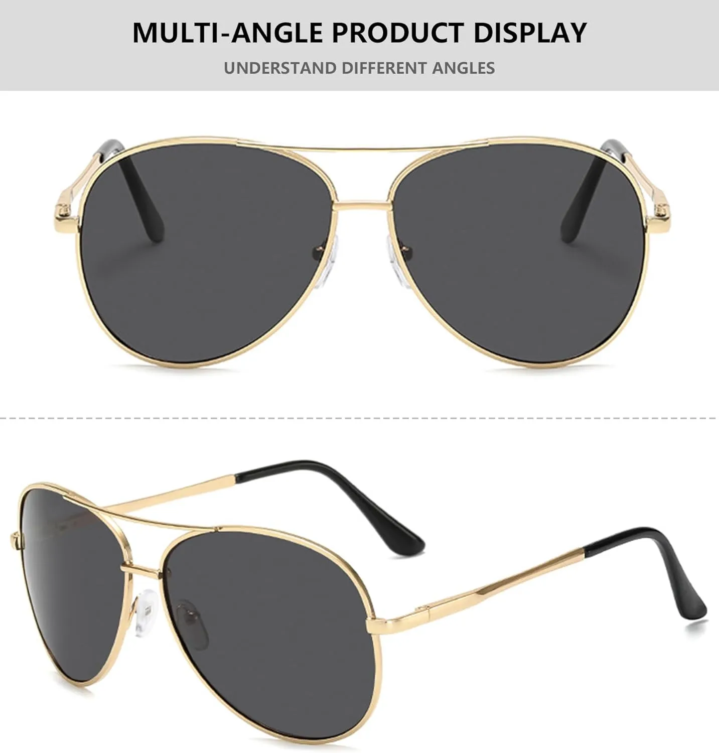 Classic Pilot Sunglasses for Women Men Polarized Aviator Military Style Spring Hinge Metal Sun Glasses