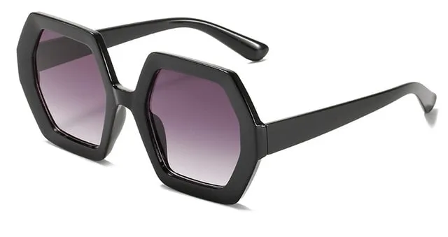 Classic Square Black Polygon Sunglasses