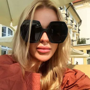 Classic Square Black Polygon Sunglasses